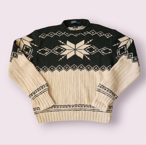 Polo Ralph Lauren | Vintage Handknit Linen Cotton Nordic Sweater - Picture 1 of 6